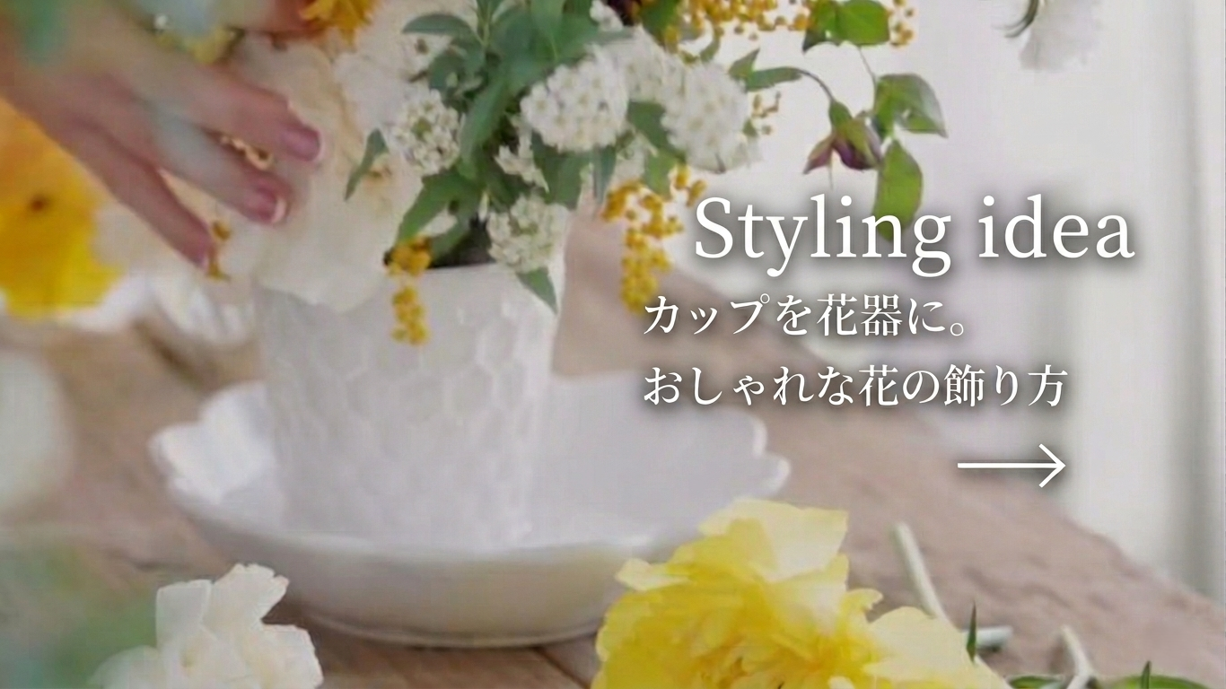 食器を花器に。マテュースのカップで楽しむ、自由で実用的な花の飾り方